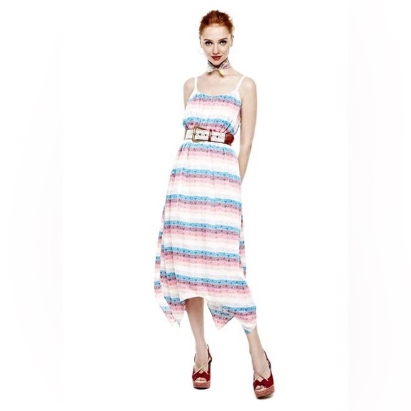 I Heart Ronson Modern Aztec Stripe Sleeveless Midi Dress Charlotte Ronson M - Picture 1 of 8